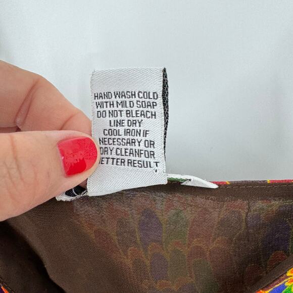 Carole Little Vintage 100% Silk Printed Cami Tank Top Size L Y2K Retro Artsy - Picture 4 of 6